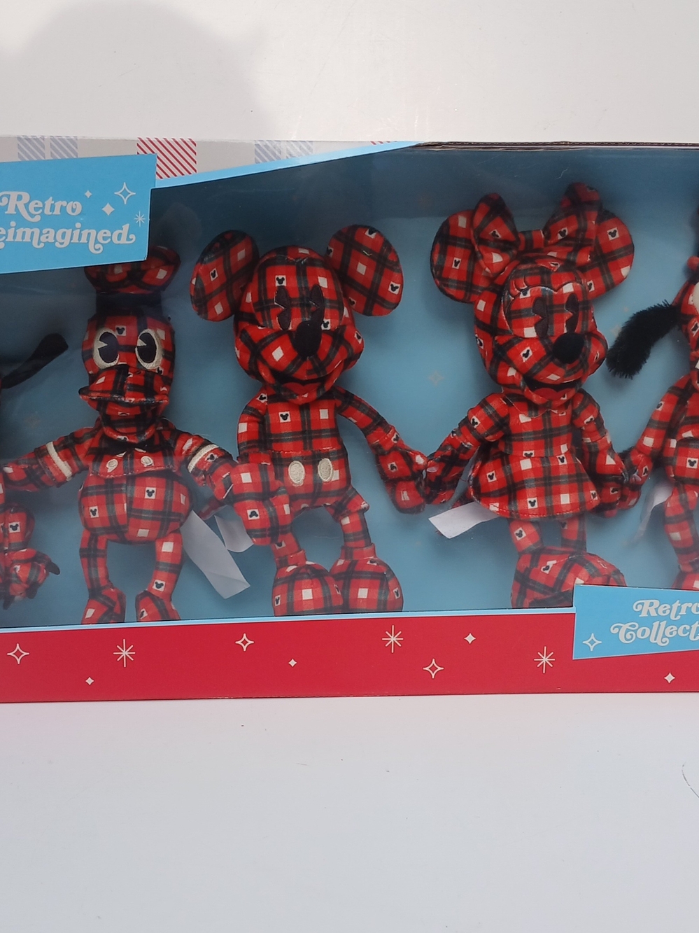 Disney Red Plaid Retro Reimagined Mickey & Friends Plush Set